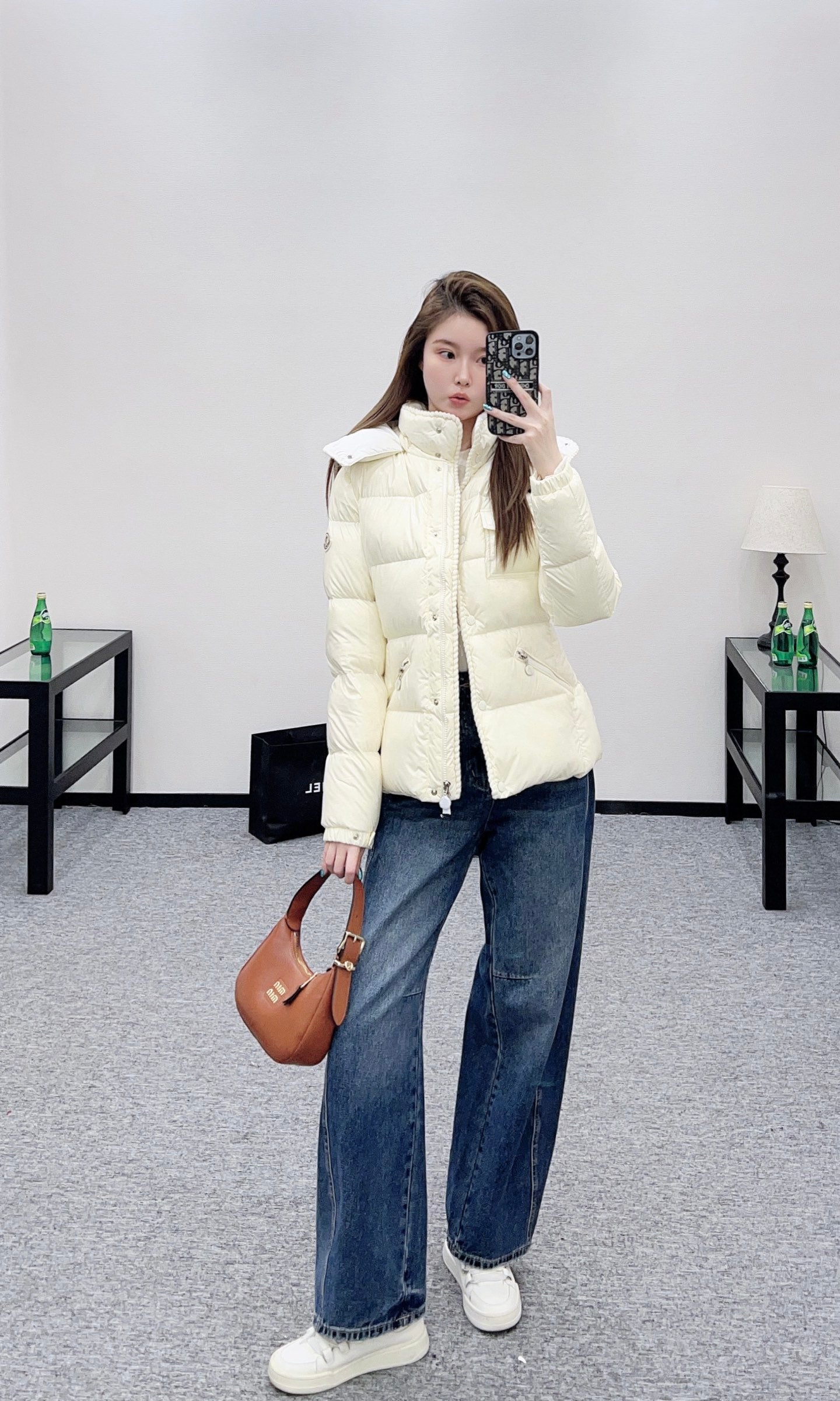 Hooded detachable down jacket