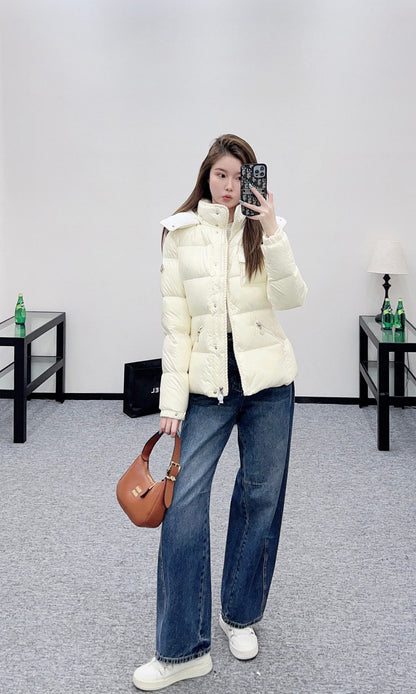 Hooded detachable down jacket