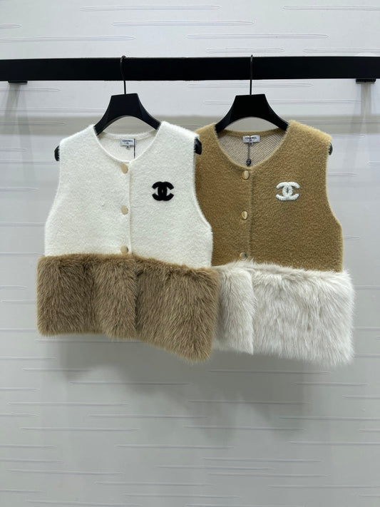 Patchwork plush vest