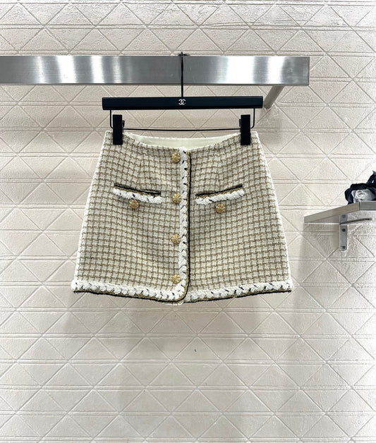 Woven plaid vest and skirt set