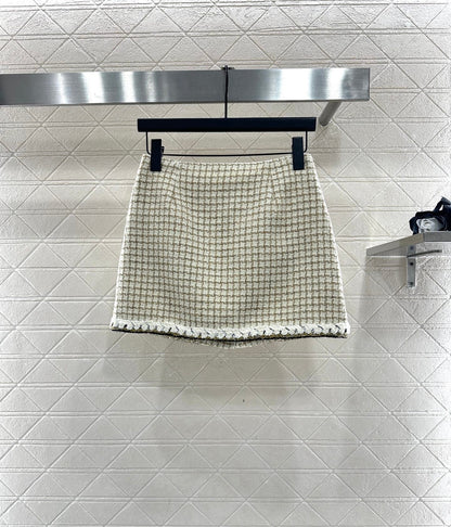 Woven plaid vest and skirt set