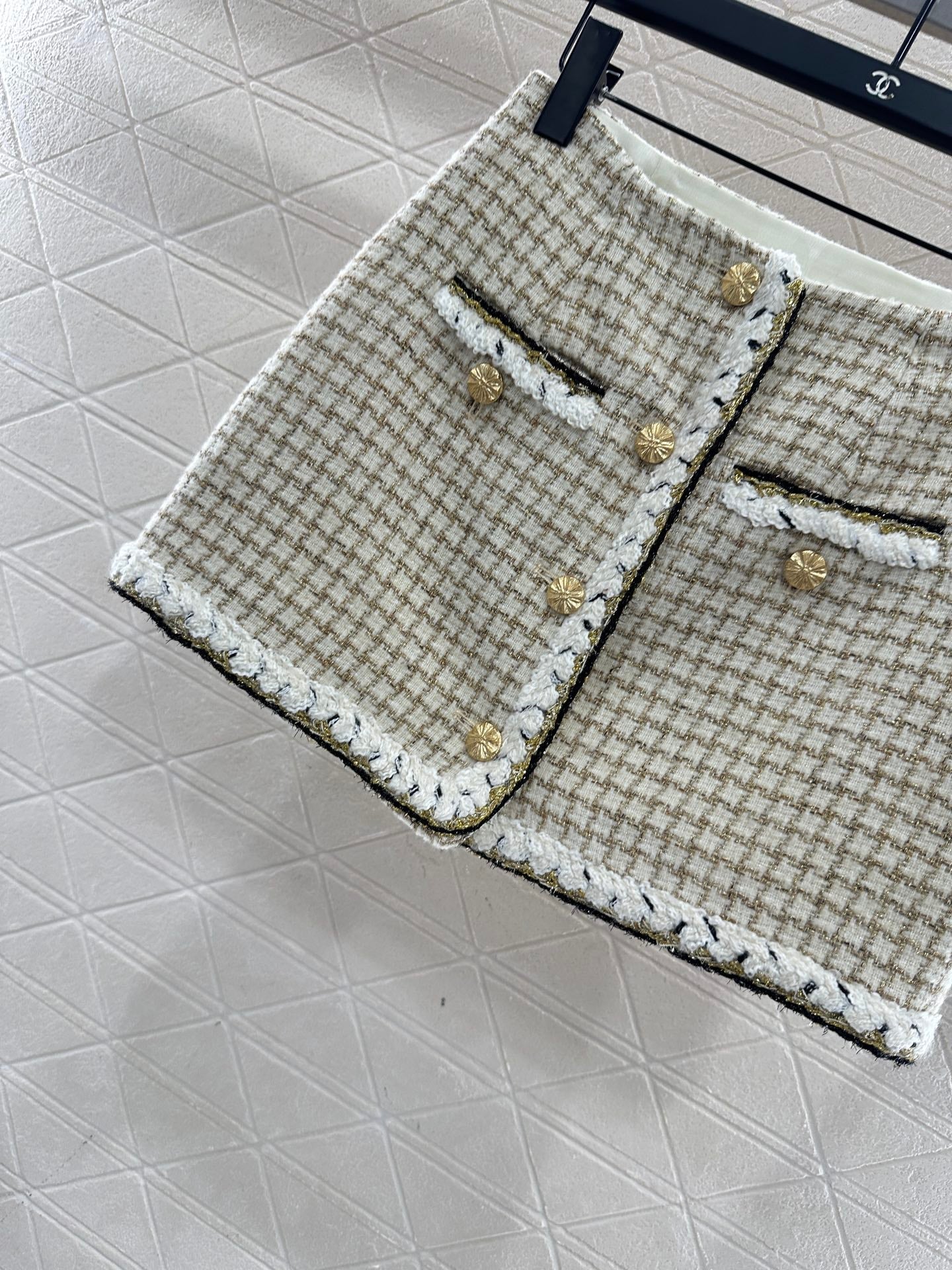 Woven plaid vest and skirt set