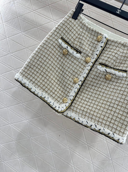 Woven plaid vest and skirt set