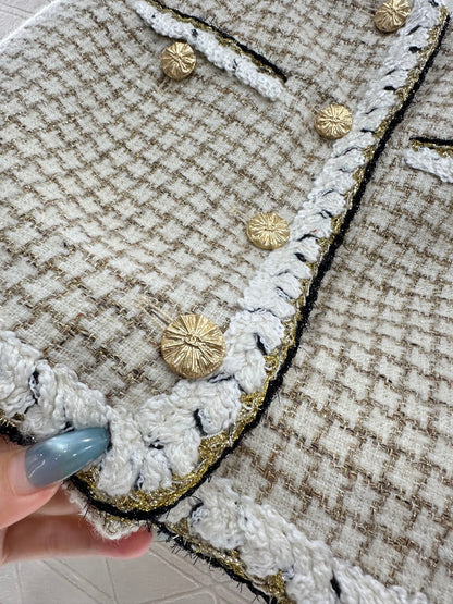 Woven plaid vest and skirt set