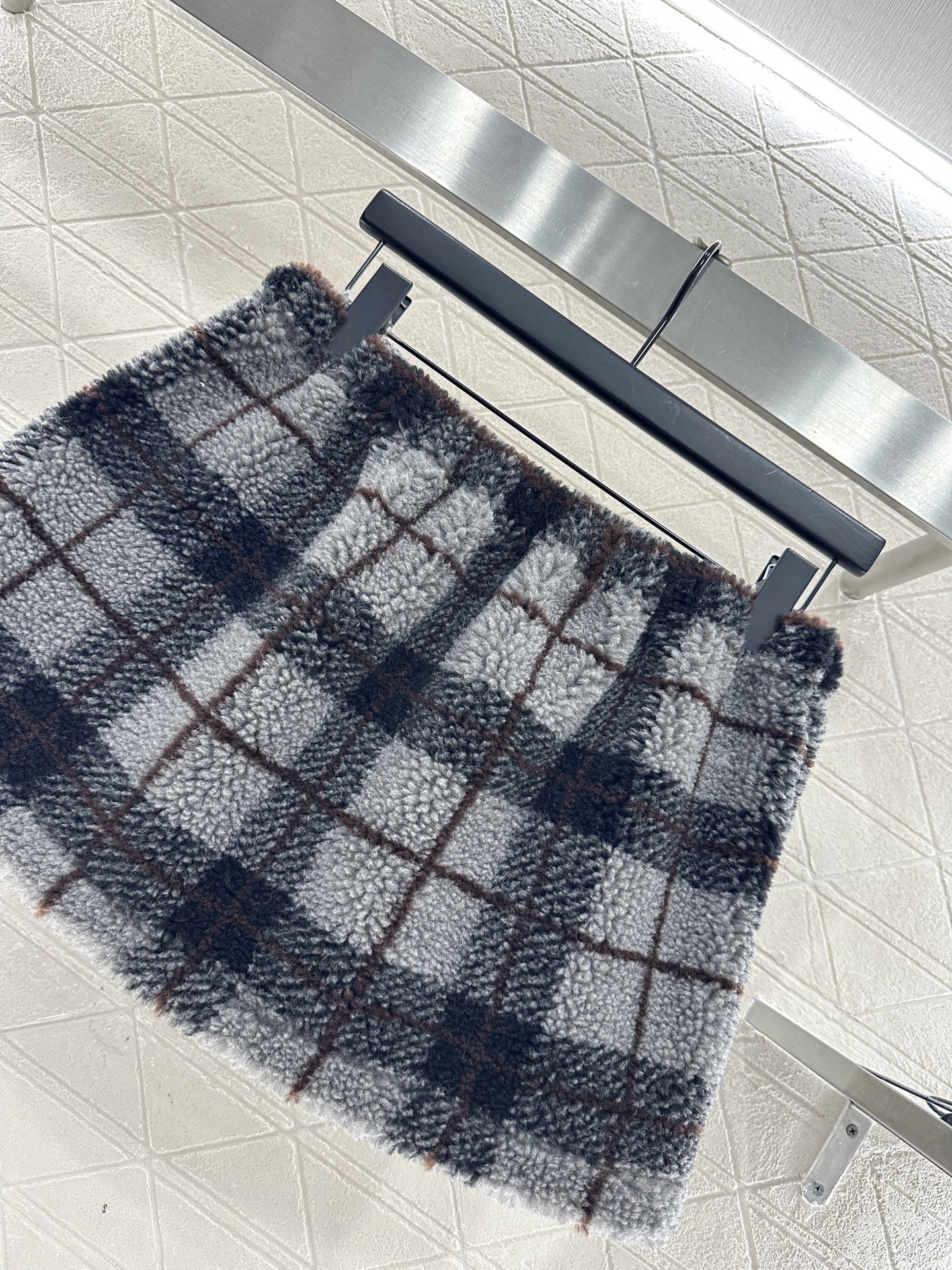 Plaid Teddy Bear Plush Midi Skirt