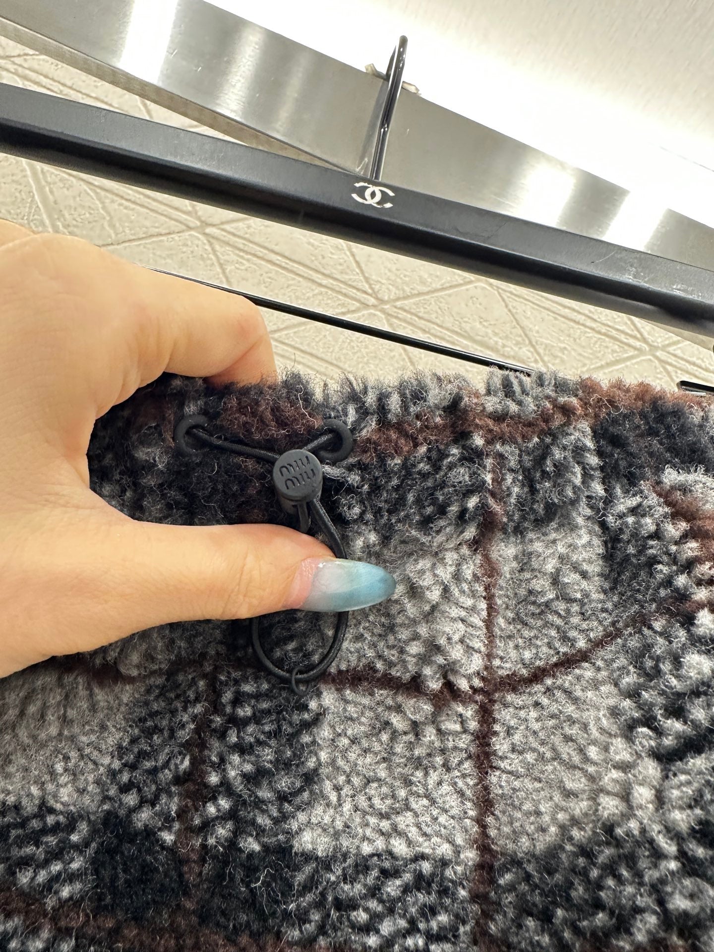 Plaid Teddy Bear Plush Midi Skirt