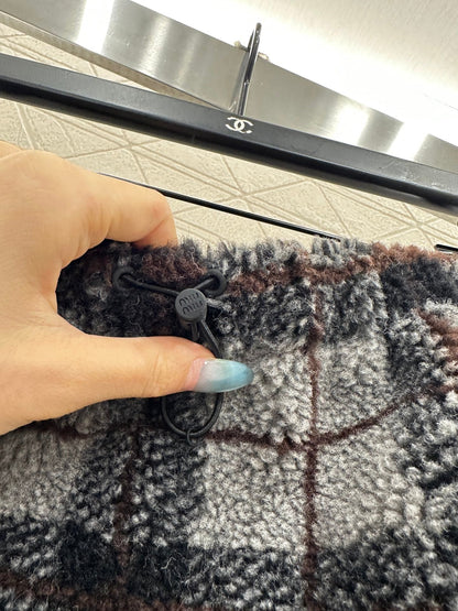 Plaid Teddy Bear Plush Midi Skirt