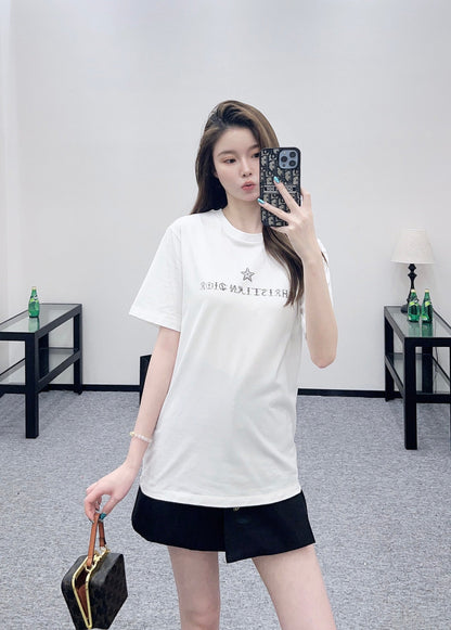 Crew neck printed short-sleeved shirt