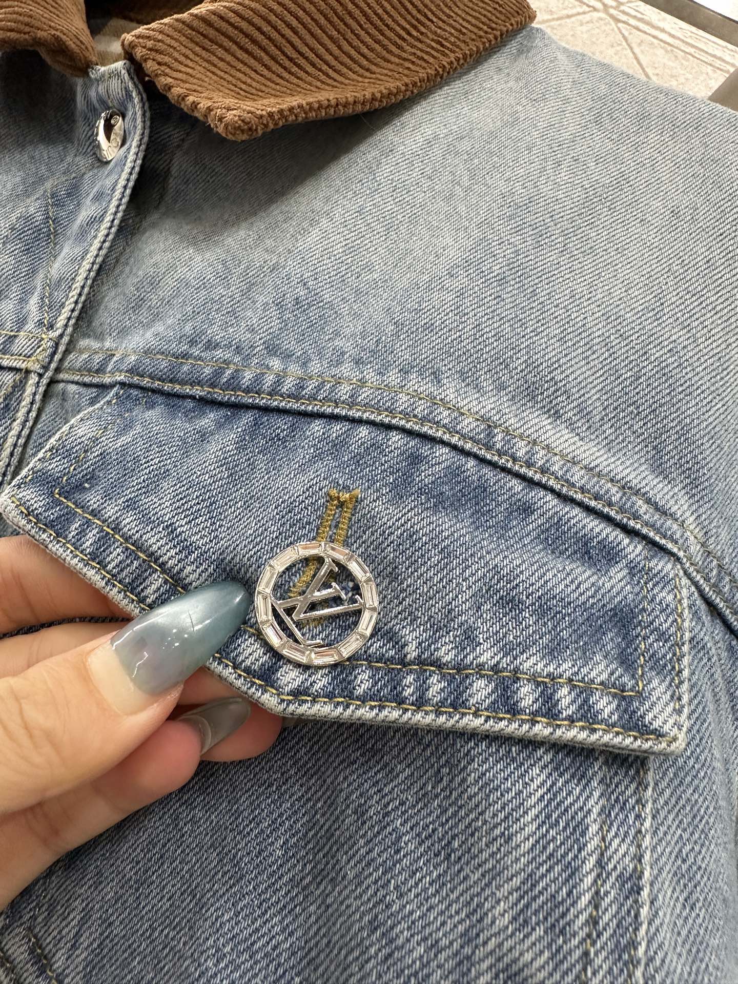 Reversible plaid collar denim jacket