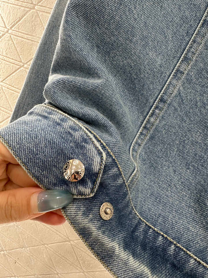 Reversible plaid collar denim jacket