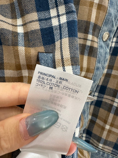 Reversible plaid collar denim jacket