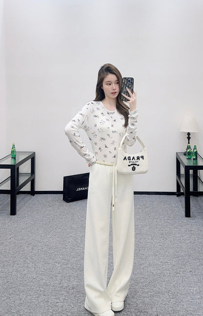 Drawstring wide-leg trousers