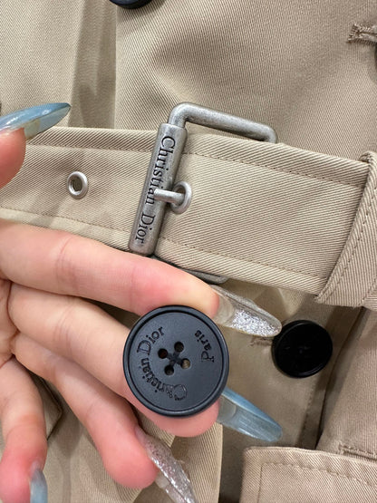 Pleated belted long trench coat