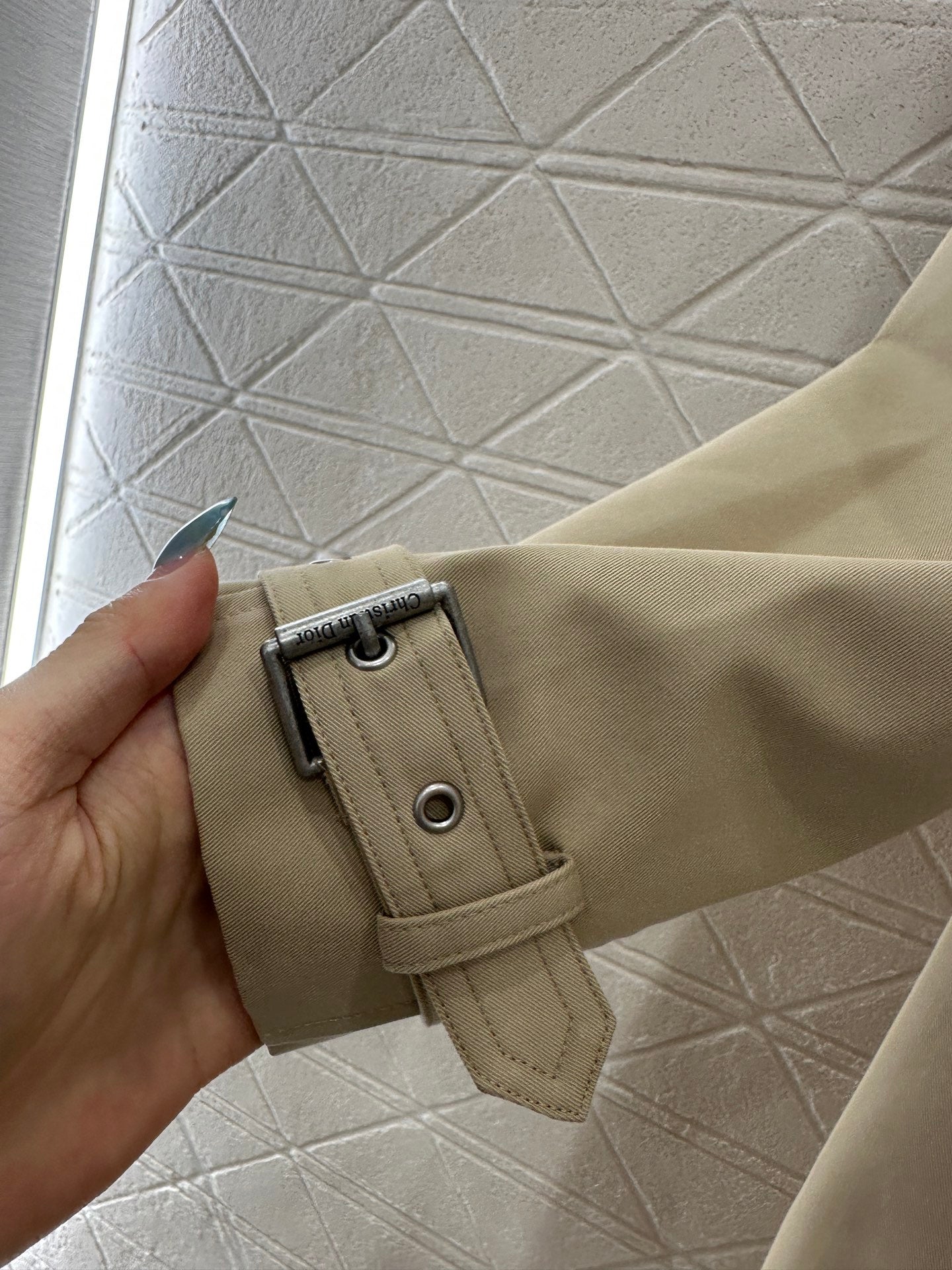 Pleated belted long trench coat