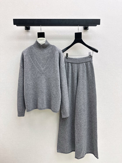 knit suit sleeveless vest+sweater+pants set