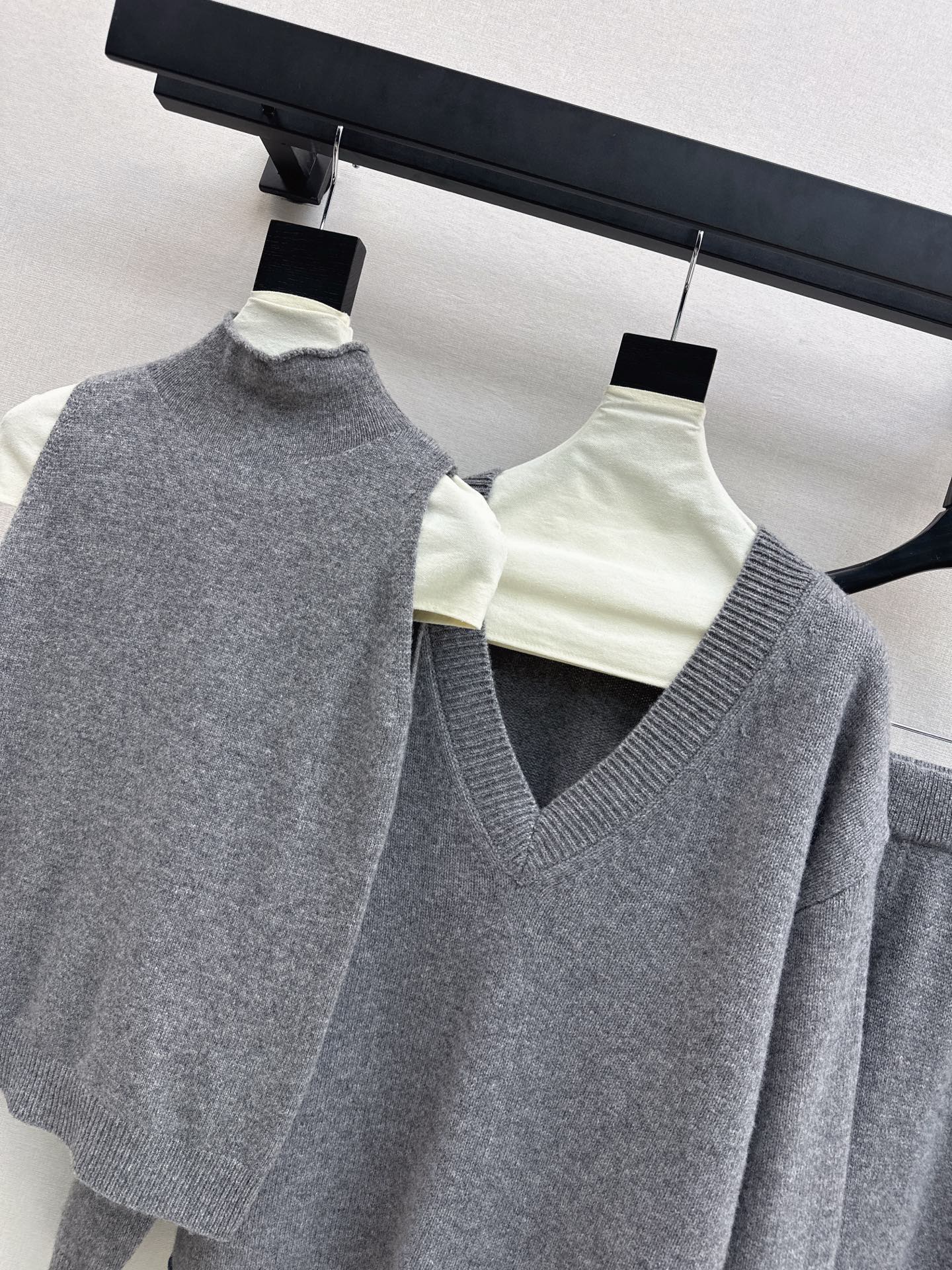 knit suit sleeveless vest+sweater+pants set