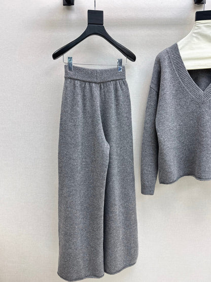 knit suit sleeveless vest+sweater+pants set