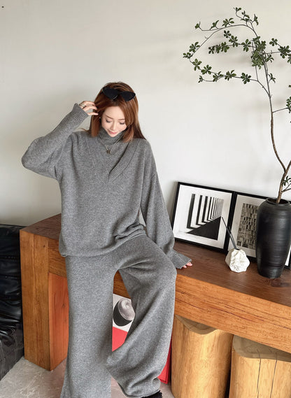 knit suit sleeveless vest+sweater+pants set