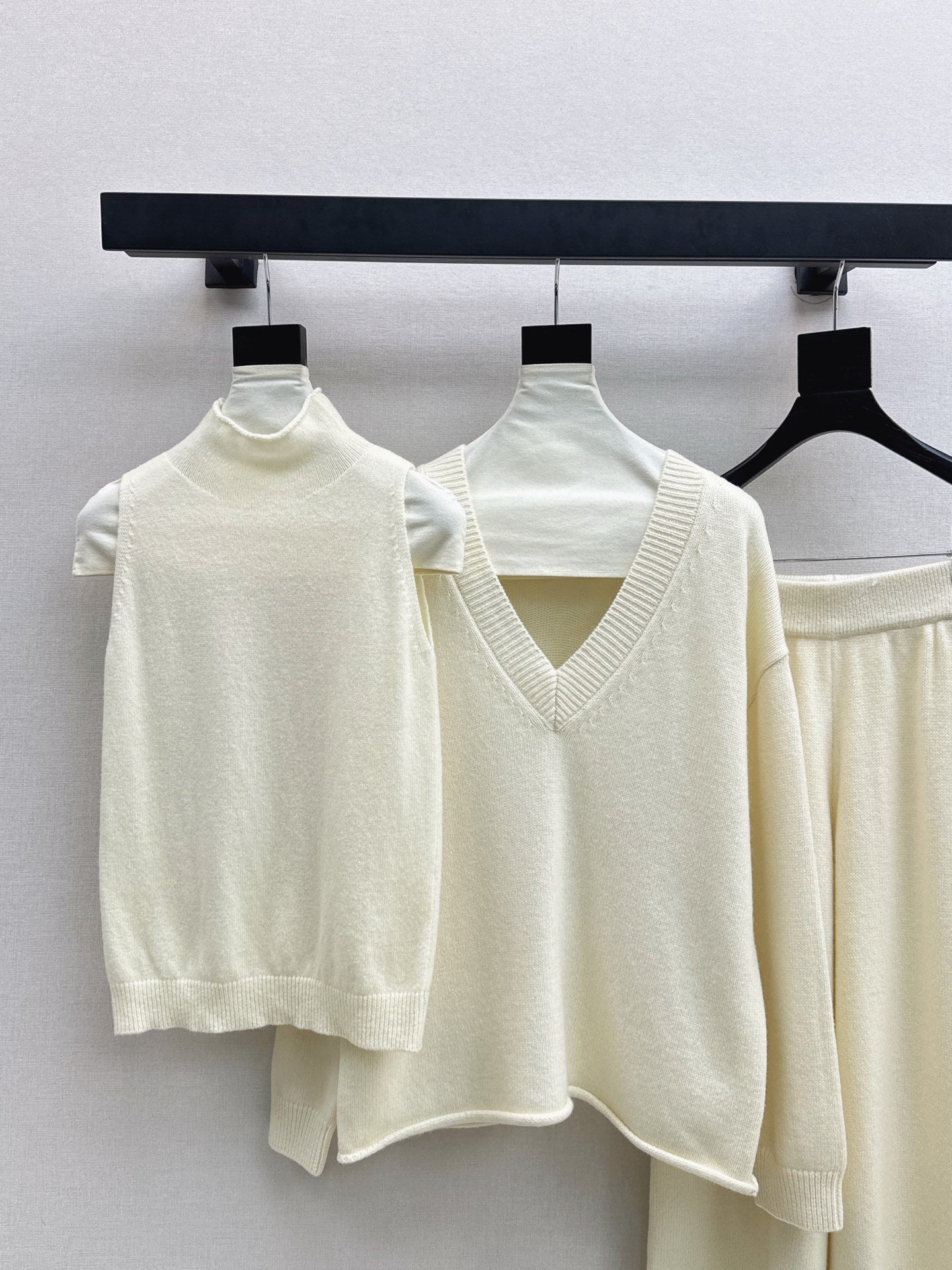 knit suit sleeveless vest+sweater+pants set