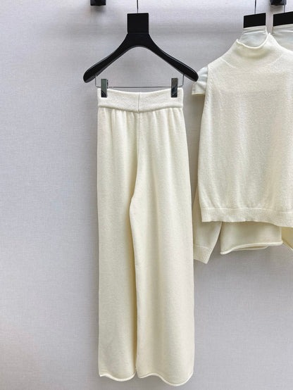 knit suit sleeveless vest+sweater+pants set