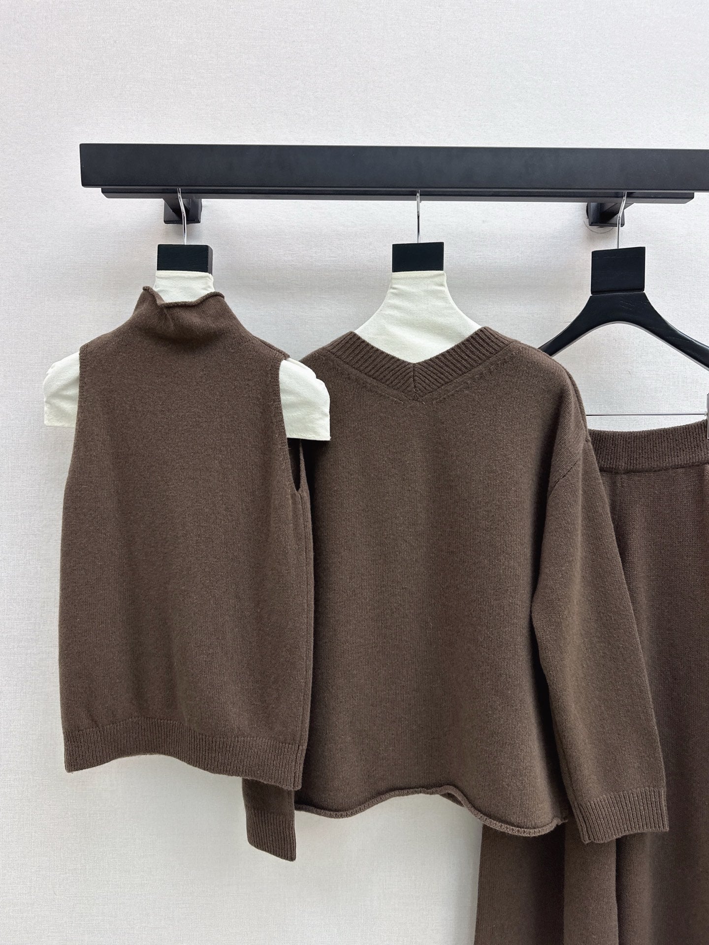 knit suit sleeveless vest+sweater+pants set