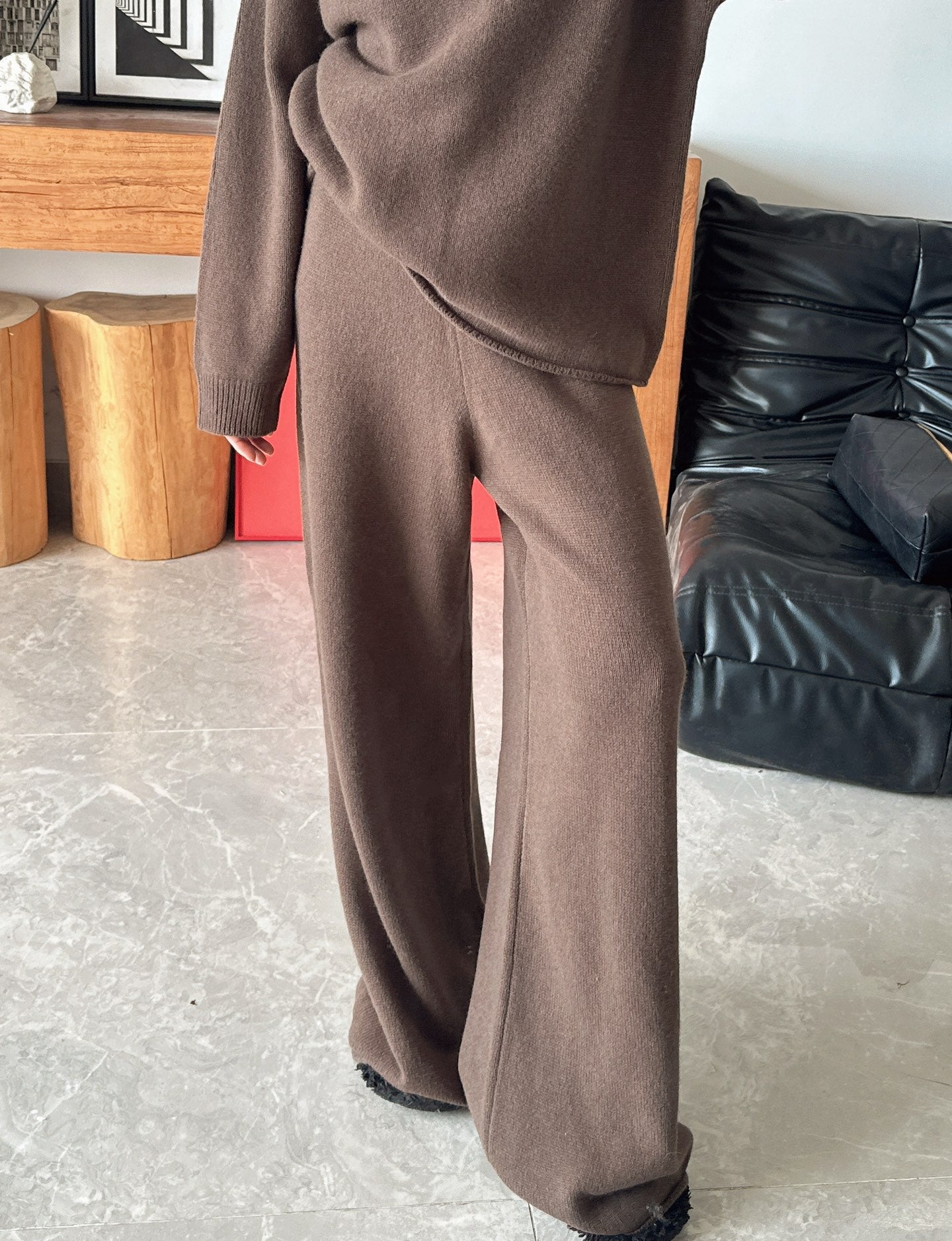 knit suit sleeveless vest+sweater+pants set