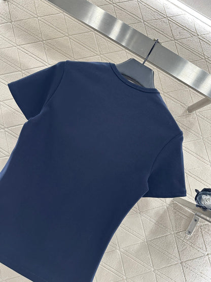 Round neck embroidered short sleeve