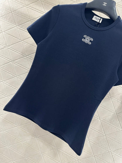 Round neck embroidered short sleeve