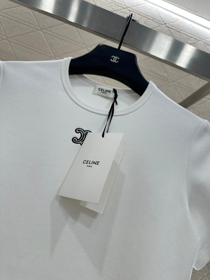 Round neck embroidered short sleeve