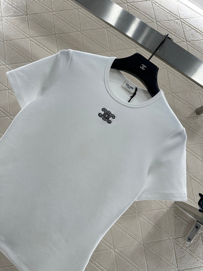 Round neck embroidered short sleeve