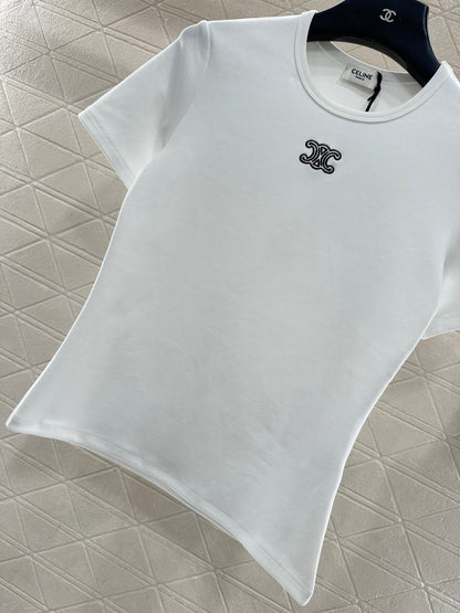 Round neck embroidered short sleeve