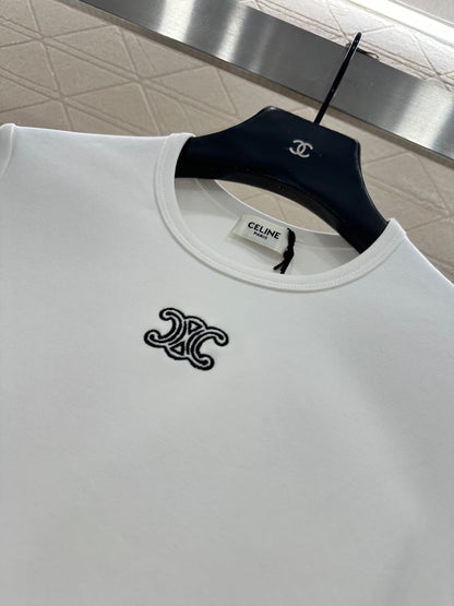 Round neck embroidered short sleeve