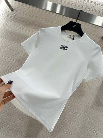 Round neck embroidered short sleeve
