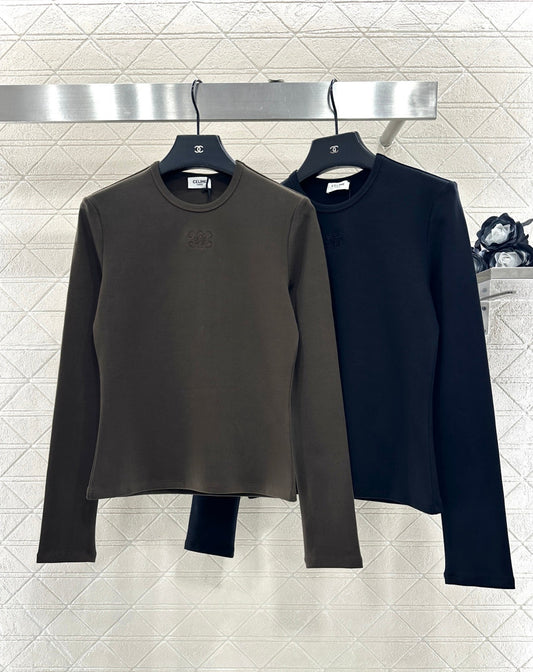 Round neck embroidered long sleeve