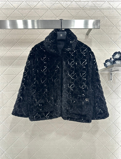 Short fur-lined jacket with lapel (skiing style🎿)