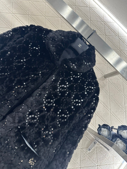 Short fur-lined jacket with lapel (skiing style🎿)