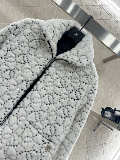 Short fur-lined jacket with lapel (skiing style🎿)