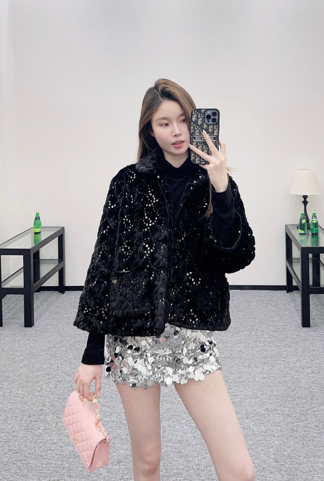 Short fur-lined jacket with lapel (skiing style🎿)