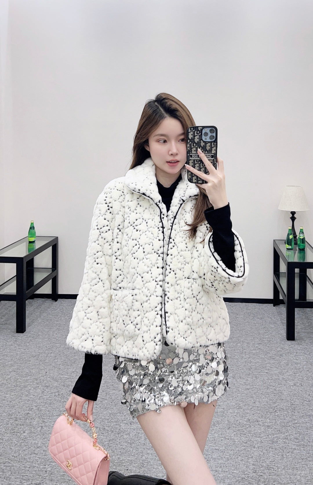 Short fur-lined jacket with lapel (skiing style🎿)