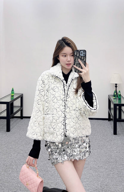 Short fur-lined jacket with lapel (skiing style🎿)