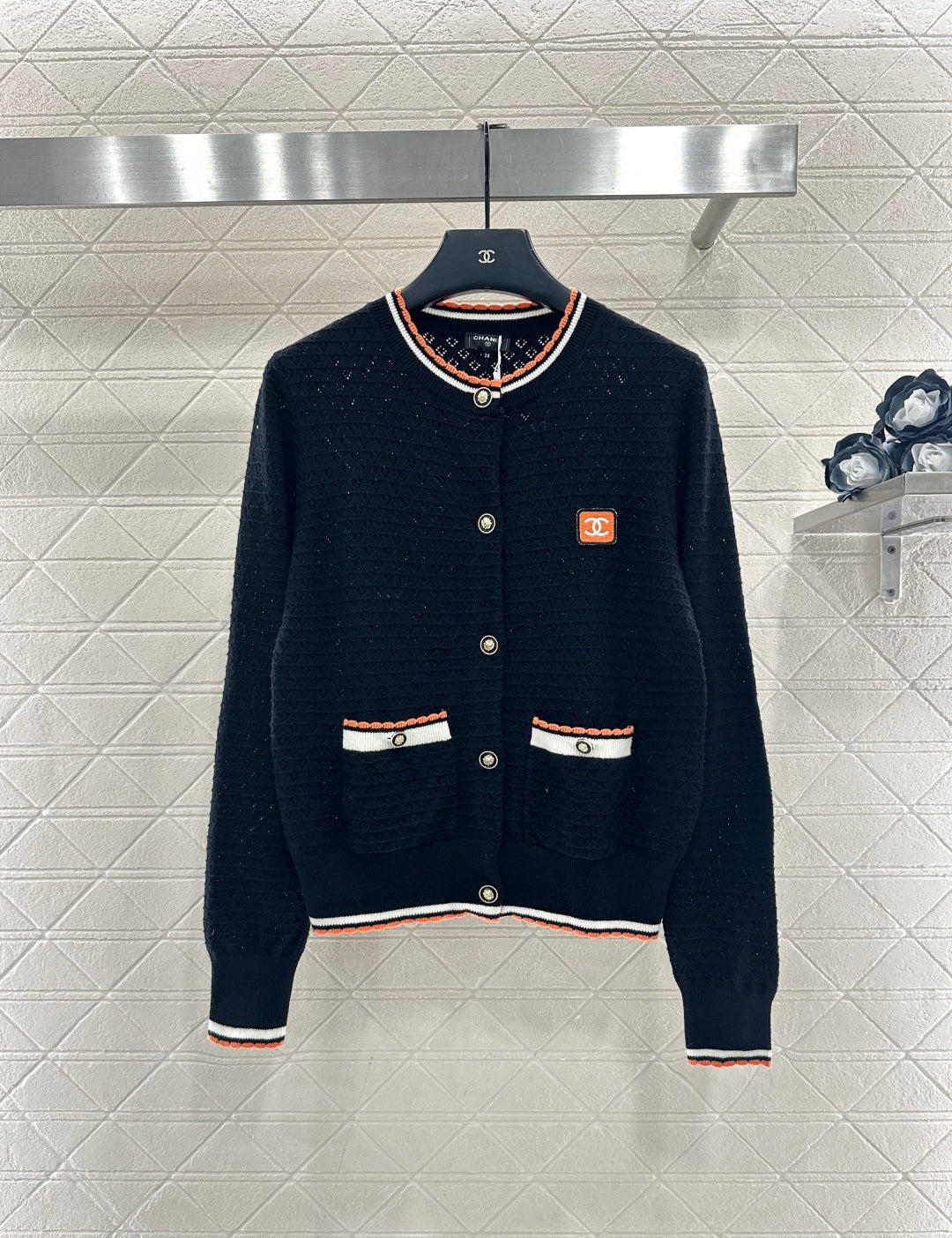 Crew neck cashmere cardigan