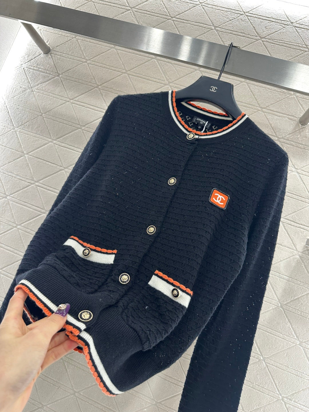Crew neck cashmere cardigan