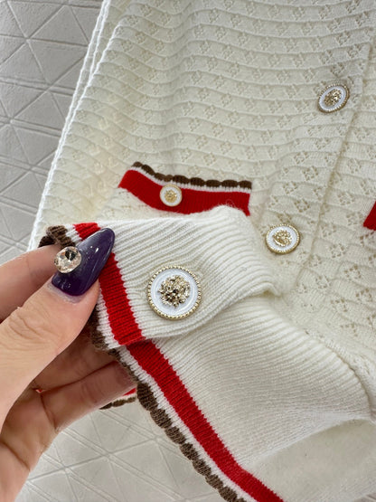 Crew neck cashmere cardigan