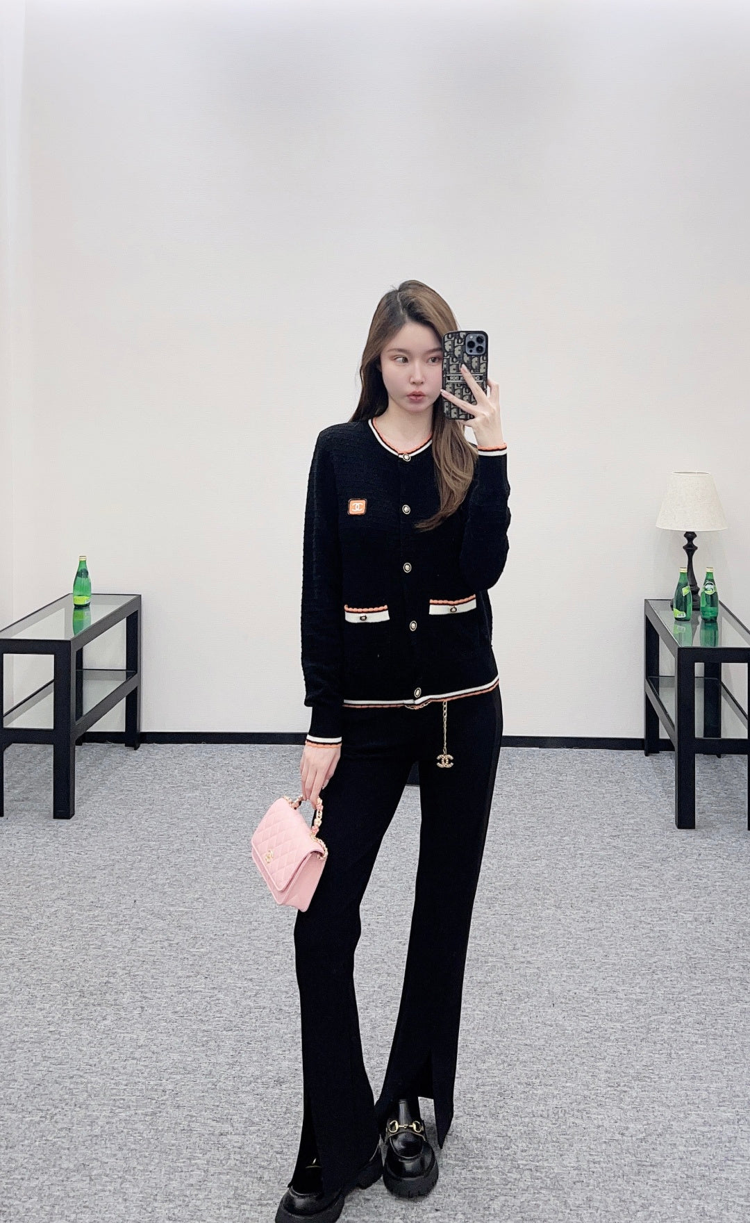 Crew neck cashmere cardigan