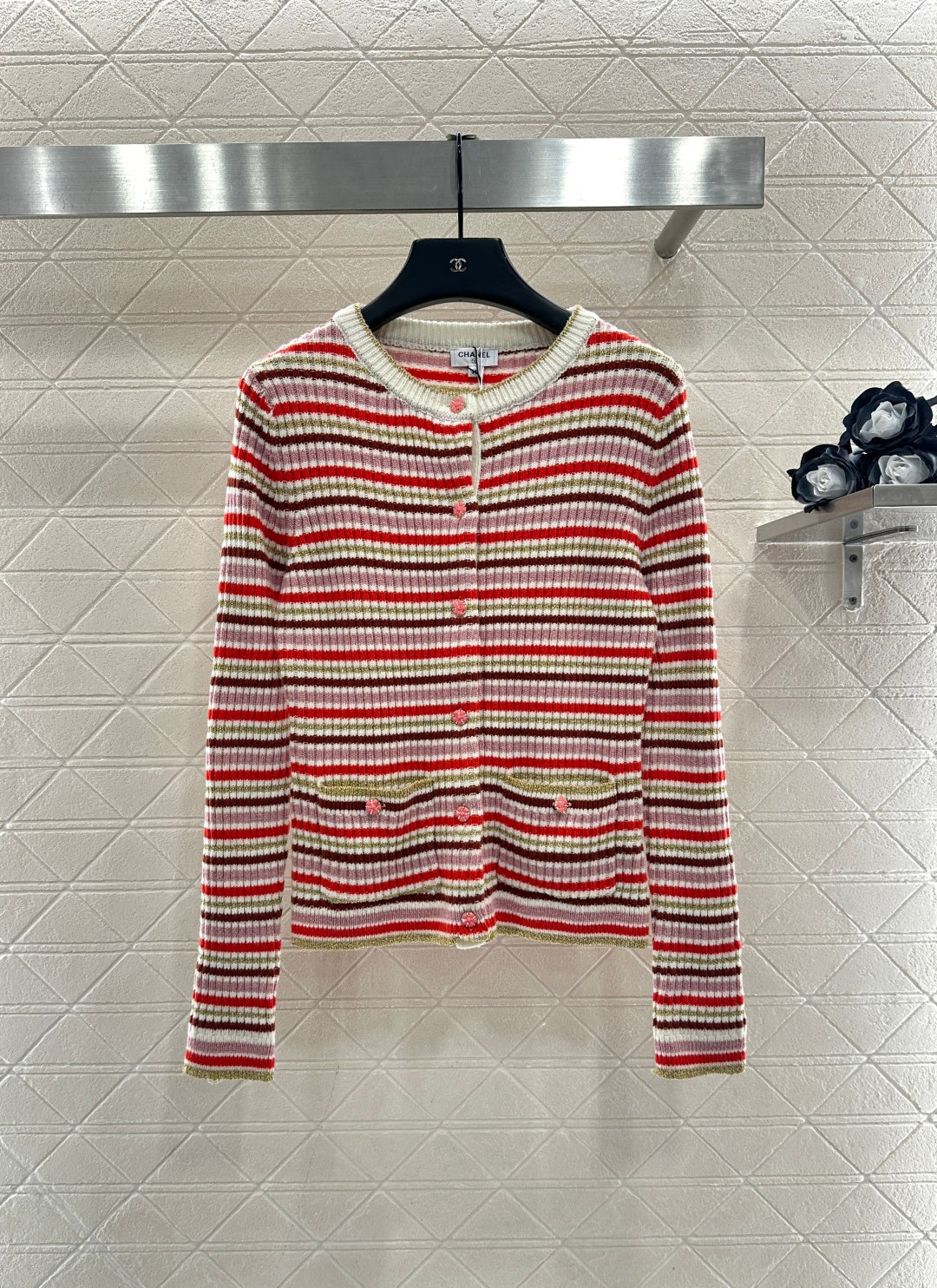 striped knit wool cardigan