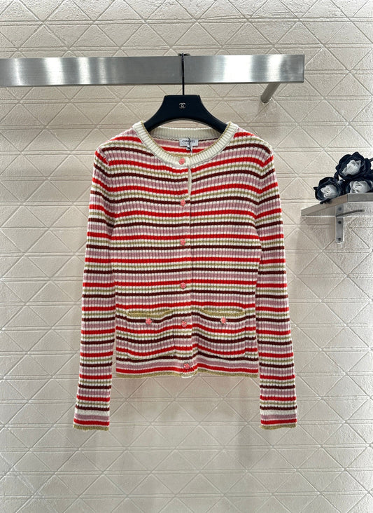 striped knit wool cardigan