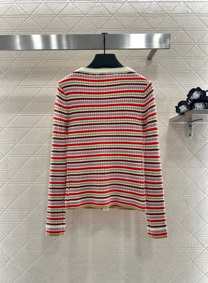 striped knit wool cardigan