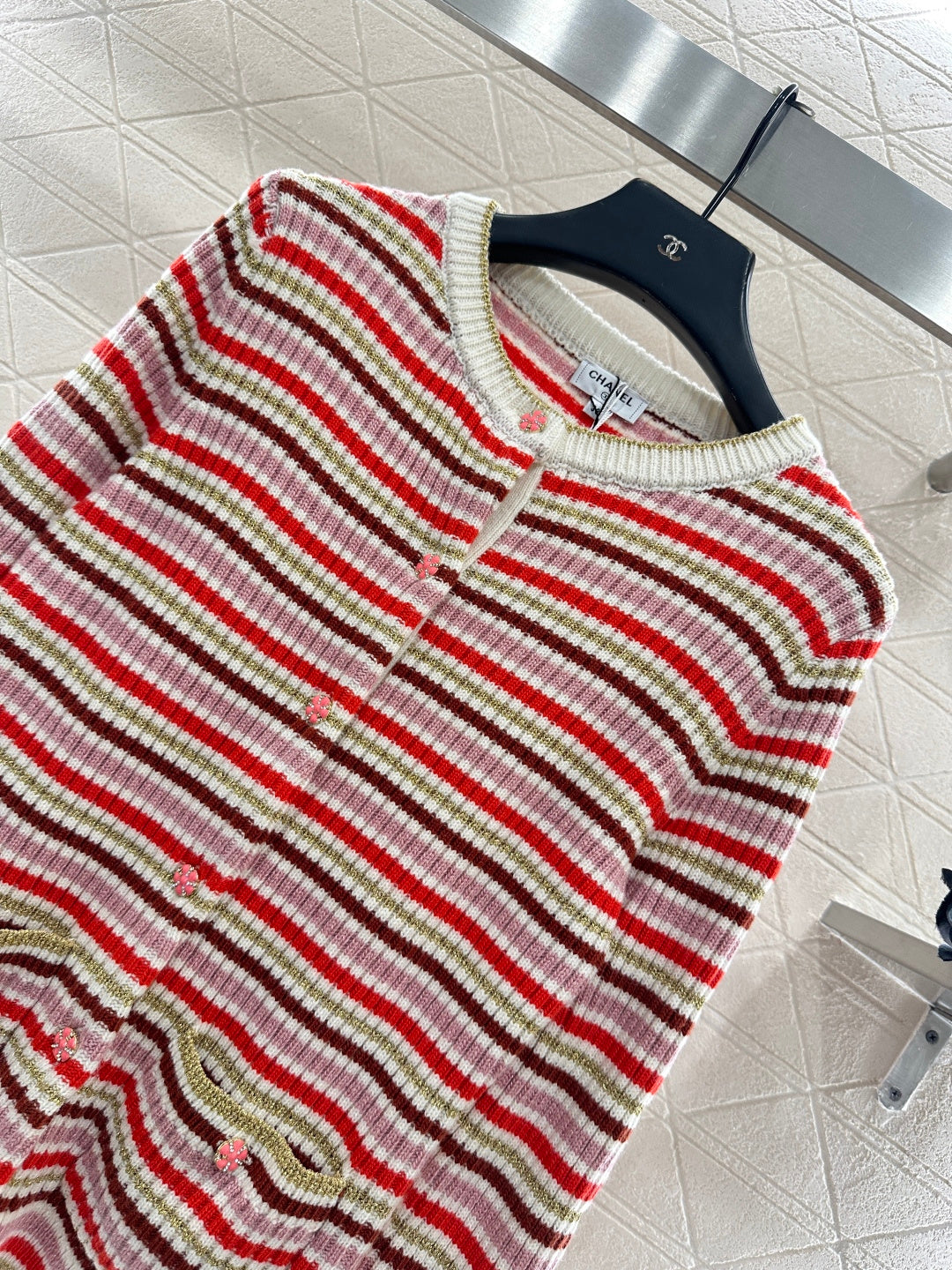 striped knit wool cardigan