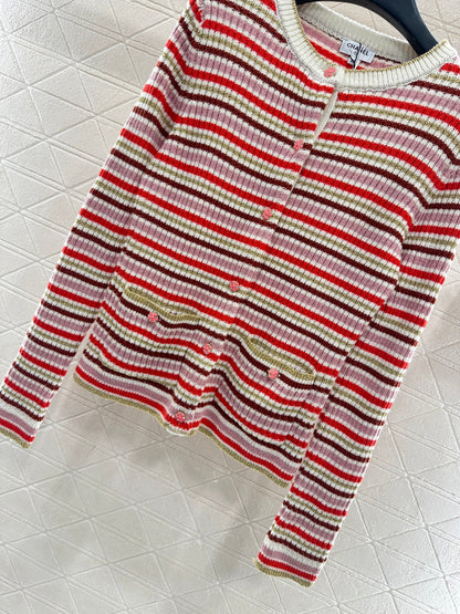 striped knit wool cardigan