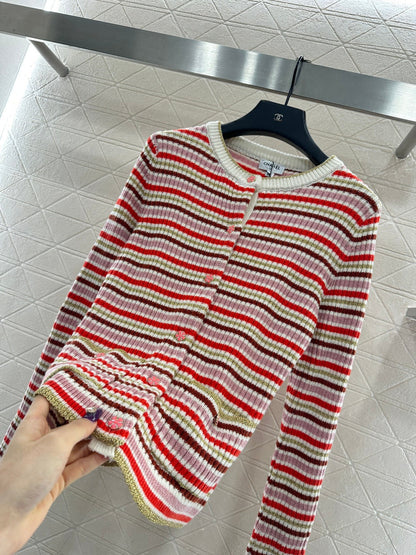 striped knit wool cardigan